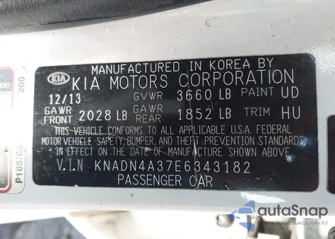 2014 Kia Rio Ex z USA, uszkodzony, nr VIN KNADN4A37E6343182